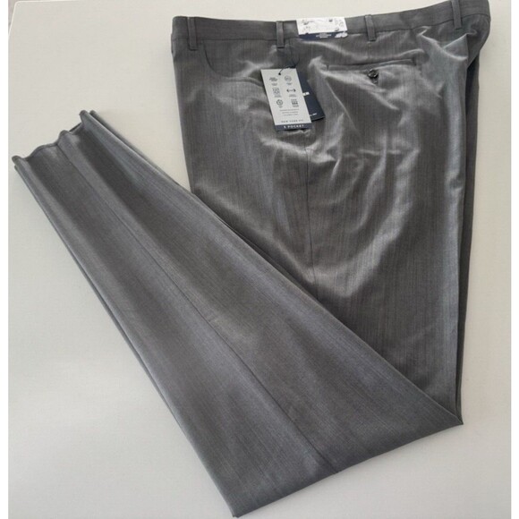 Hart Schaffner Marx dress pants New York Fit Solid gray wool blend Unhemmed 46R